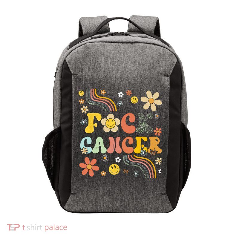 F Ck Cancer Groovy Retro Flower Awareness Against Cancer Vector Backpack