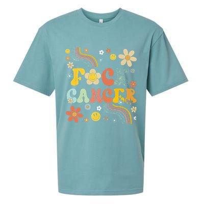 F Ck Cancer Groovy Retro Flower Awareness Against Cancer Sueded Cloud Jersey T-Shirt