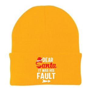 Funny Christmas Couples Shirts Dear Santa It Was His Fault Knit Cap Winter Beanie