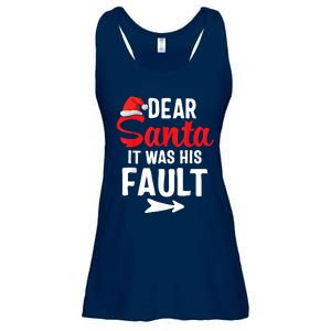 Funny Christmas Couples Shirts Dear Santa It Was His Fault Ladies Essential Flowy Tank