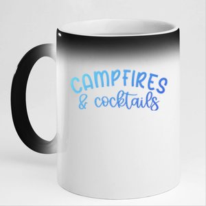 Funny Camping Campfires And Cocktails Gift 11oz Black Color Changing Mug