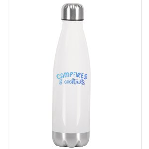 Funny Camping Campfires And Cocktails Gift Stainless Steel Insulated Water Bottle