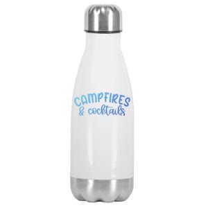 Funny Camping Campfires And Cocktails Gift Stainless Steel Insulated Water Bottle