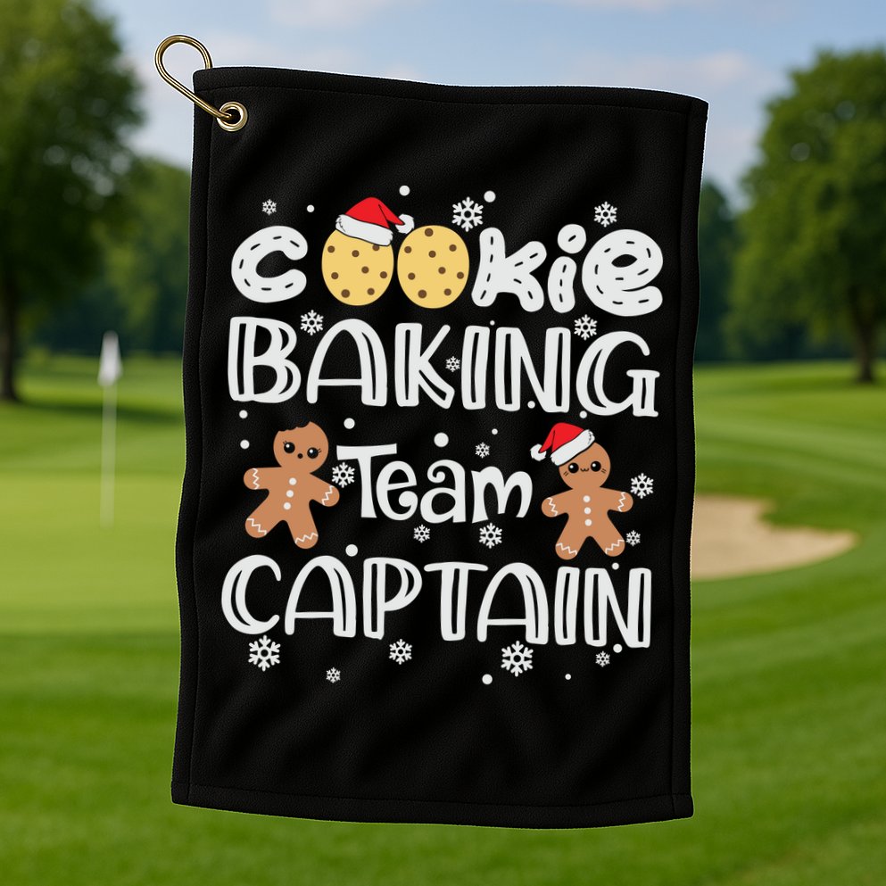 Funny Christmas Cookie Baking Team Captain Gingerbread Xmas Golf Towel