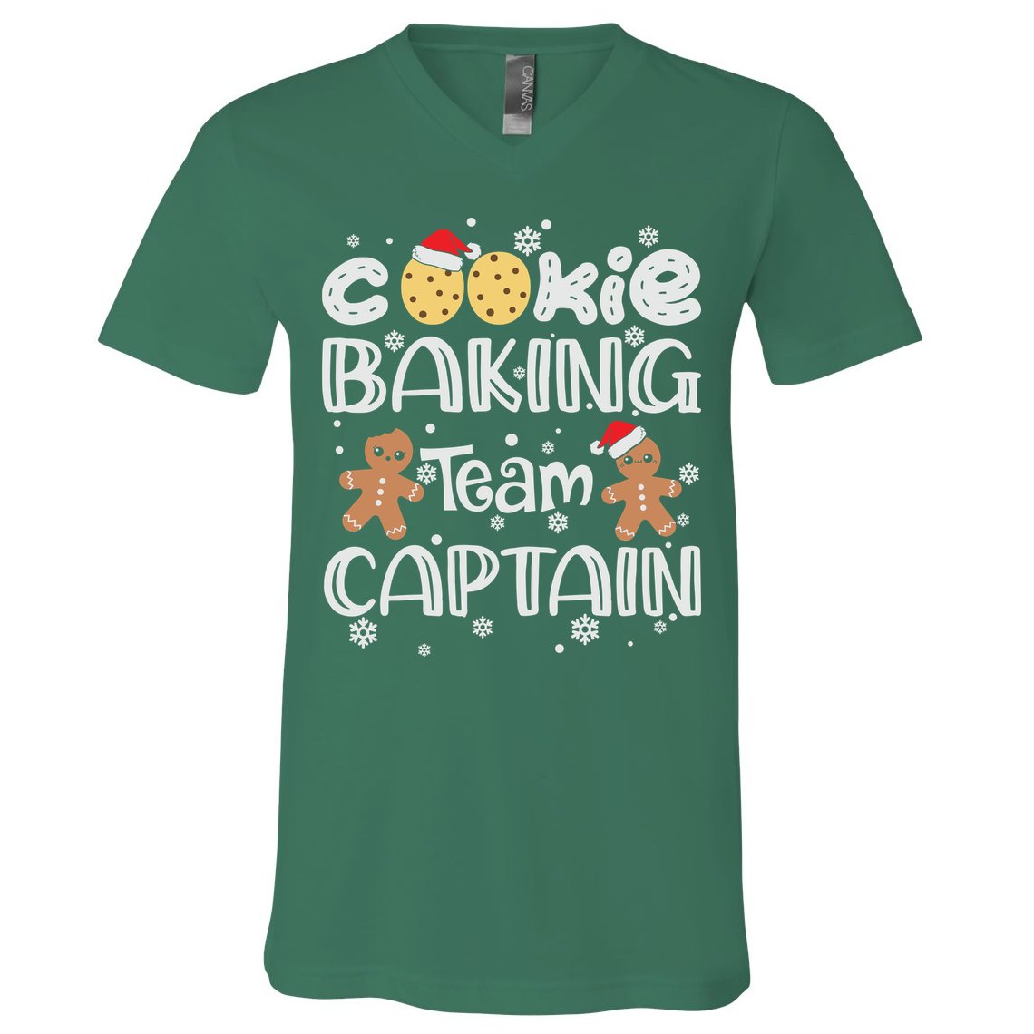 Funny Christmas Cookie Baking Team Captain Gingerbread Xmas V-Neck T-Shirt