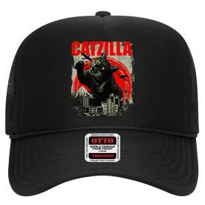 Funny Cat Catzilla High Crown Mesh Back Trucker Hat