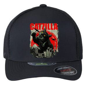 Funny Cat Catzilla Flexfit Unipanel Trucker Cap