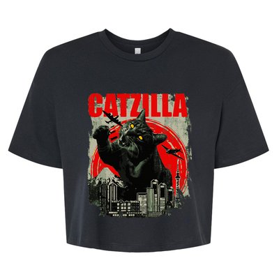 Funny Cat Catzilla Bella+Canvas Jersey Crop Tee