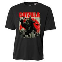 Funny Cat Catzilla Cooling Performance Crew T-Shirt