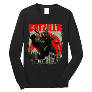 Funny Cat Catzilla Long Sleeve Shirt