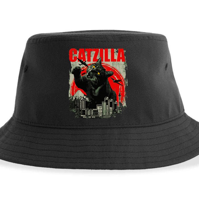 Funny Cat Catzilla Sustainable Bucket Hat