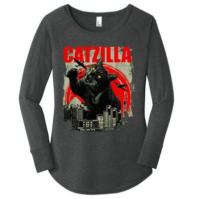 Funny Cat Catzilla Women's Perfect Tri Tunic Long Sleeve Shirt