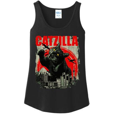 Funny Cat Catzilla Ladies Essential Tank