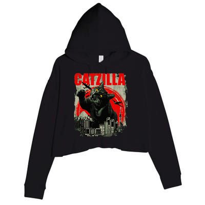 Funny Cat Catzilla Crop Fleece Hoodie