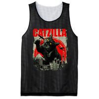 Funny Cat Catzilla Mesh Reversible Basketball Jersey Tank