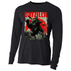 Funny Cat Catzilla Cooling Performance Long Sleeve Crew