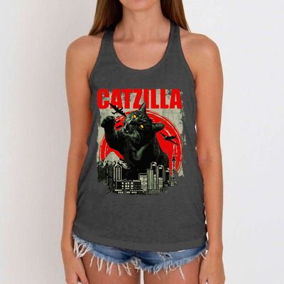 Funny Cat Catzilla Women's Knotted Racerback Tank