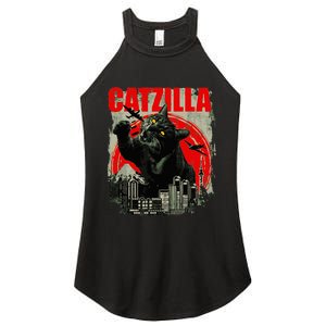 Funny Cat Catzilla Women's Perfect Tri Rocker Tank