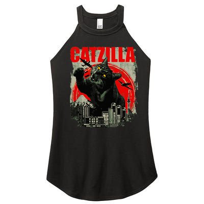 Funny Cat Catzilla Women’s Perfect Tri Rocker Tank