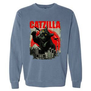 Funny Cat Catzilla Garment-Dyed Sweatshirt