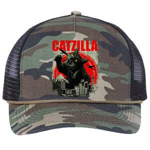 Funny Cat Catzilla Retro Rope Trucker Hat Cap