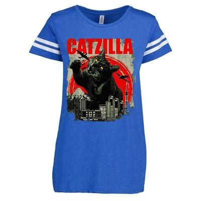 Funny Cat Catzilla Enza Ladies Jersey Football T-Shirt