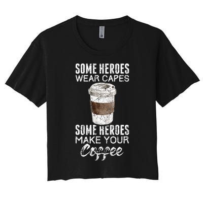 Funny Coffeemaker Coffee Lover Gift Idea Barista Women's Crop Top Tee