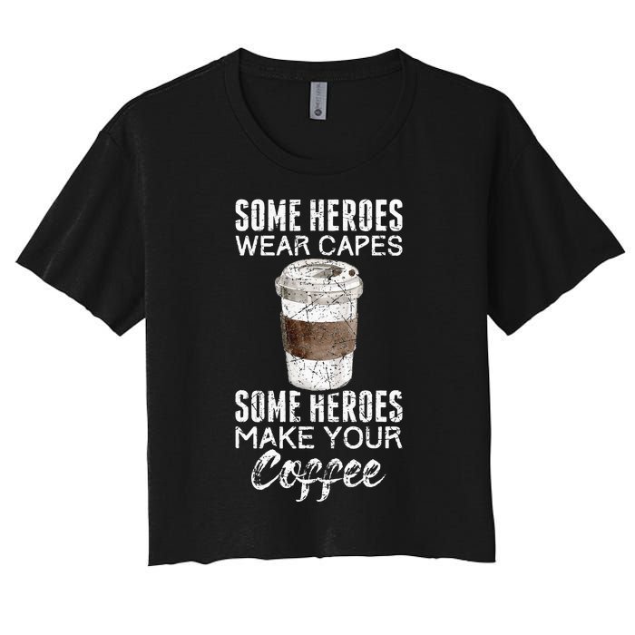 Funny Coffeemaker Coffee Lover Gift Idea Barista Women's Crop Top Tee