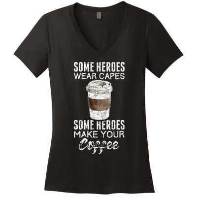 Funny Coffeemaker Coffee Lover Gift Idea Barista Women's V-Neck T-Shirt