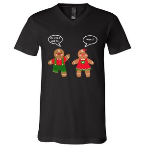 Funny Crude Christmas Humor Gingerbread Puns Slapstick Xmas V-Neck T-Shirt