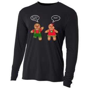 Funny Crude Christmas Humor Gingerbread Puns Slapstick Xmas Cooling Performance Long Sleeve Crew