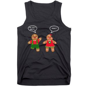 Funny Crude Christmas Humor Gingerbread Puns Slapstick Xmas Tank Top