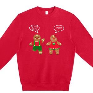 Funny Crude Christmas Humor Gingerbread Puns Slapstick Xmas Premium Crewneck Sweatshirt