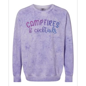 Funny Camping Campfires And Cocktails Gift Colorblast Crewneck Sweatshirt