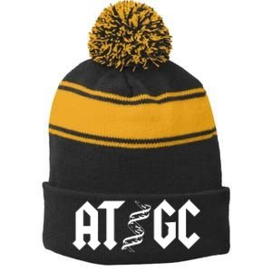 Funny Chemistry Chemist Biology AT GC DNA Stripe Pom Pom Beanie