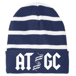 Funny Chemistry Chemist Biology AT GC DNA Striped Beanie with Solid Band