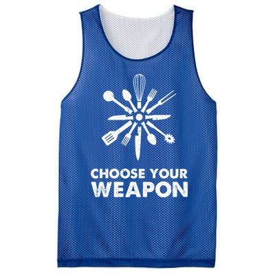 Funny Cooking Choose Your Weapon Kitchen Utensils Gift Mesh Reversible Basketball Jersey Tank