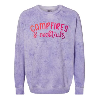 Funny Camping Campfires And Cocktails Gift Colorblast Crewneck Sweatshirt