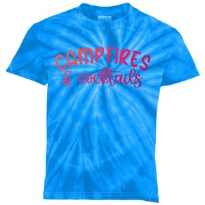 Funny Camping Campfires And Cocktails Gift Kids Tie-Dye T-Shirt