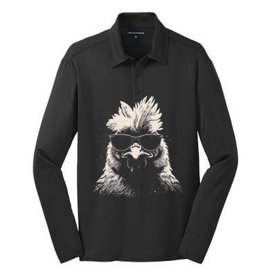 Funny Chicken cool Graffiti Urban art street Silk Touch Performance Long Sleeve Polo