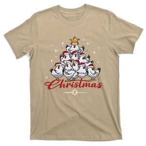 Funny Chicken Christmas Lights Farm Animal Cute Xmas Holiday T-Shirt