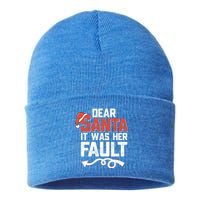 Funny Christmas Couples Dear Santa It Was Her Fault Xmas Fun Cool Gift Sustainable Knit Beanie