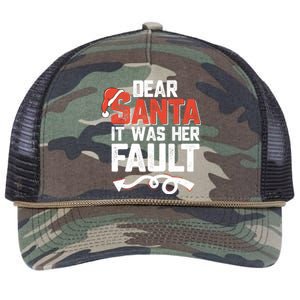 Funny Christmas Couples Dear Santa It Was Her Fault Xmas Fun Cool Gift Retro Rope Trucker Hat Cap