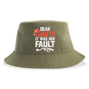 Funny Christmas Couples Dear Santa It Was Her Fault Xmas Fun Cool Gift Sustainable Bucket Hat