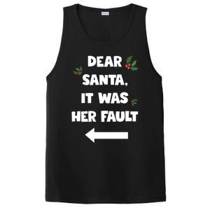 Funny Christmas Couples Funny Gift Dear Santa It Was Her Fault Funny Gift PosiCharge Competitor Tank