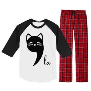 Funny Cat Comma La Kamala Harris For President 2024 Election Gift Raglan Sleeve Pajama Set