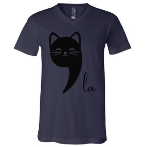 Funny Cat Comma La Kamala Harris For President 2024 Election Gift V-Neck T-Shirt