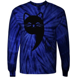 Funny Cat Comma La Kamala Harris For President 2024 Election Gift Tie-Dye Long Sleeve Shirt