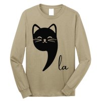 Funny Cat Comma La Kamala Harris For President 2024 Election Gift Long Sleeve Shirt