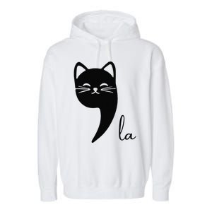 Funny Cat Comma La Kamala Harris For President 2024 Election Gift Garment-Dyed Fleece Hoodie